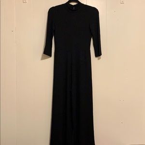 ASOS black knit 3/4 sleeve wide leg jumpsuit